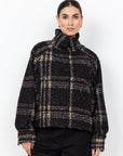 Jacke mit Karodruck & hohem Kragen