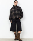 Jacke mit Karodruck & hohem Kragen