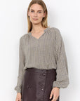 Edle Bluse mit Hahnentrittmuster