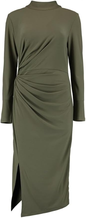 Kleid mit Raffung in Khaki