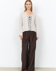 Strickjacke mit zarter Spitzenborte
