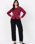 Plus Size Strickjacke mit Knopfleiste in Rhododendron