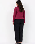 Plus Size Strickjacke mit Knopfleiste in Rhododendron
