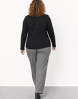 Plus Size Strickjacke mit Knopfleiste in Schwarz