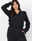 Plus Size Glitzershirt mit Rüschen