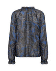 Bluse mit gerüschtem Kragen in Blau