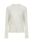 Longshirt mit Spitzenstruktur in Creme