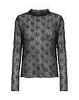 Longshirt mit Spitzenstruktur in Schwarz