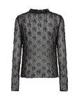 Longshirt mit Spitzenstruktur in Schwarz