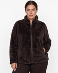Plus Size Kuscheljacke in Dunkelbraun