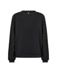 Pullover mit floraler Spitze an den Ärmeln in Schwarz