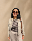 Veloursjacke mit Pattentaschen in Camel