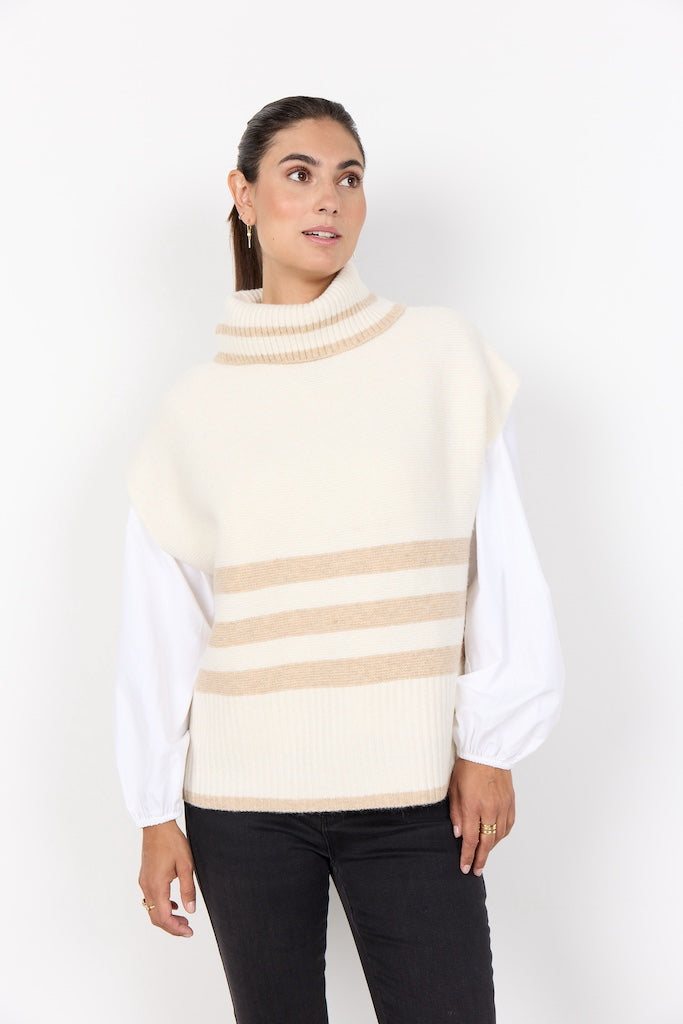 Weste in Ripp mit Kragen