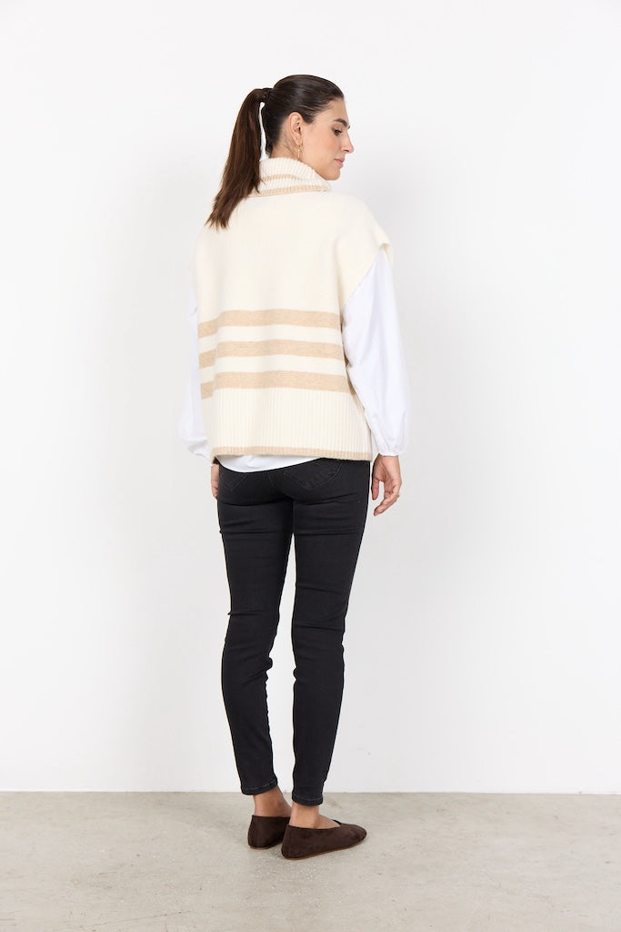 Weste in Ripp mit Kragen