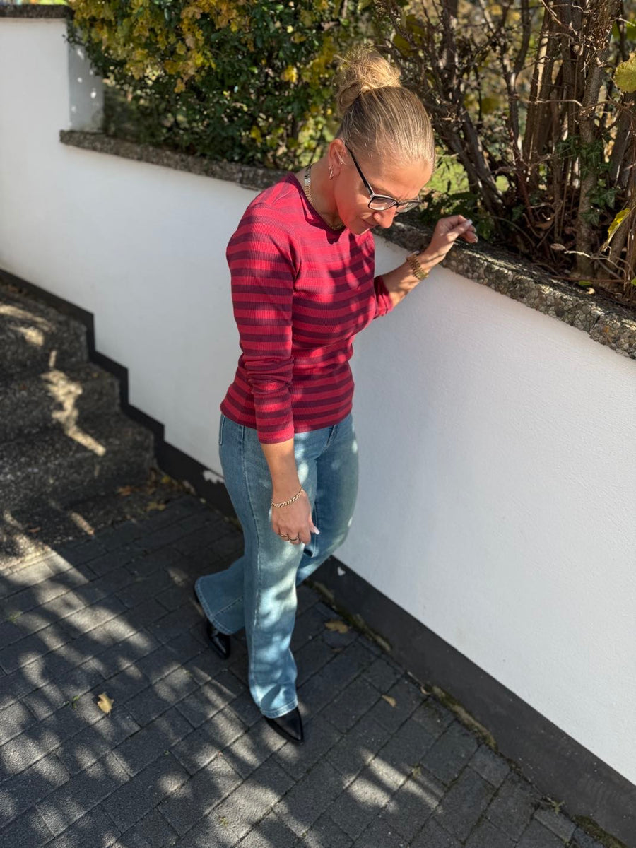 Y33 Mittelblaue Wide Leg Jeans High Waist