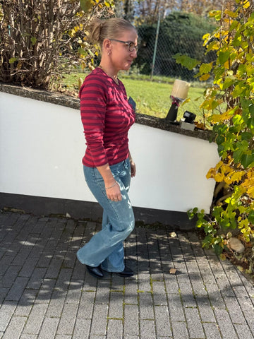 Y33 Mittelblaue Wide Leg Jeans High Waist