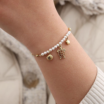 Schildkröten-Armband mit Perlen