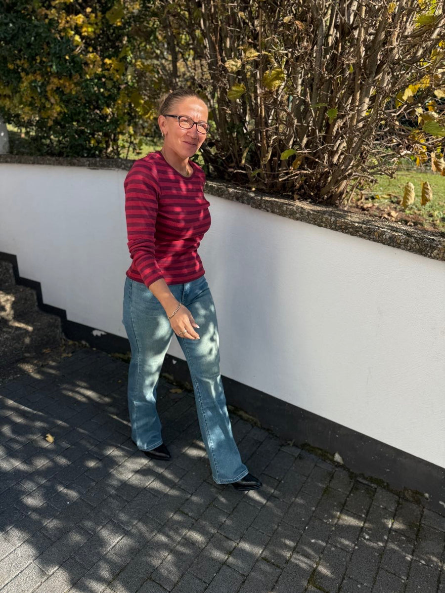 Y33 Mittelblaue Wide Leg Jeans High Waist