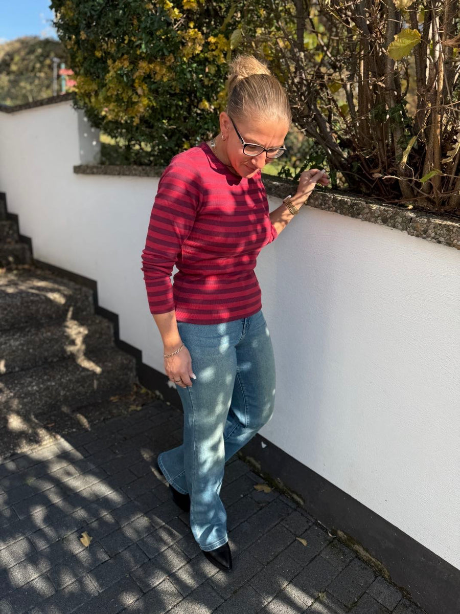 Y33 Mittelblaue Wide Leg Jeans High Waist