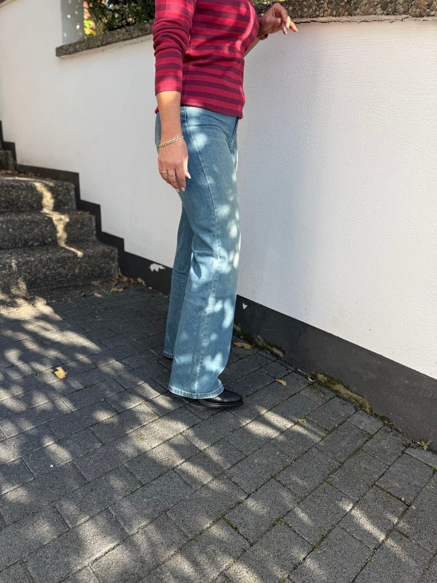 Y33 Mittelblaue Wide Leg Jeans High Waist