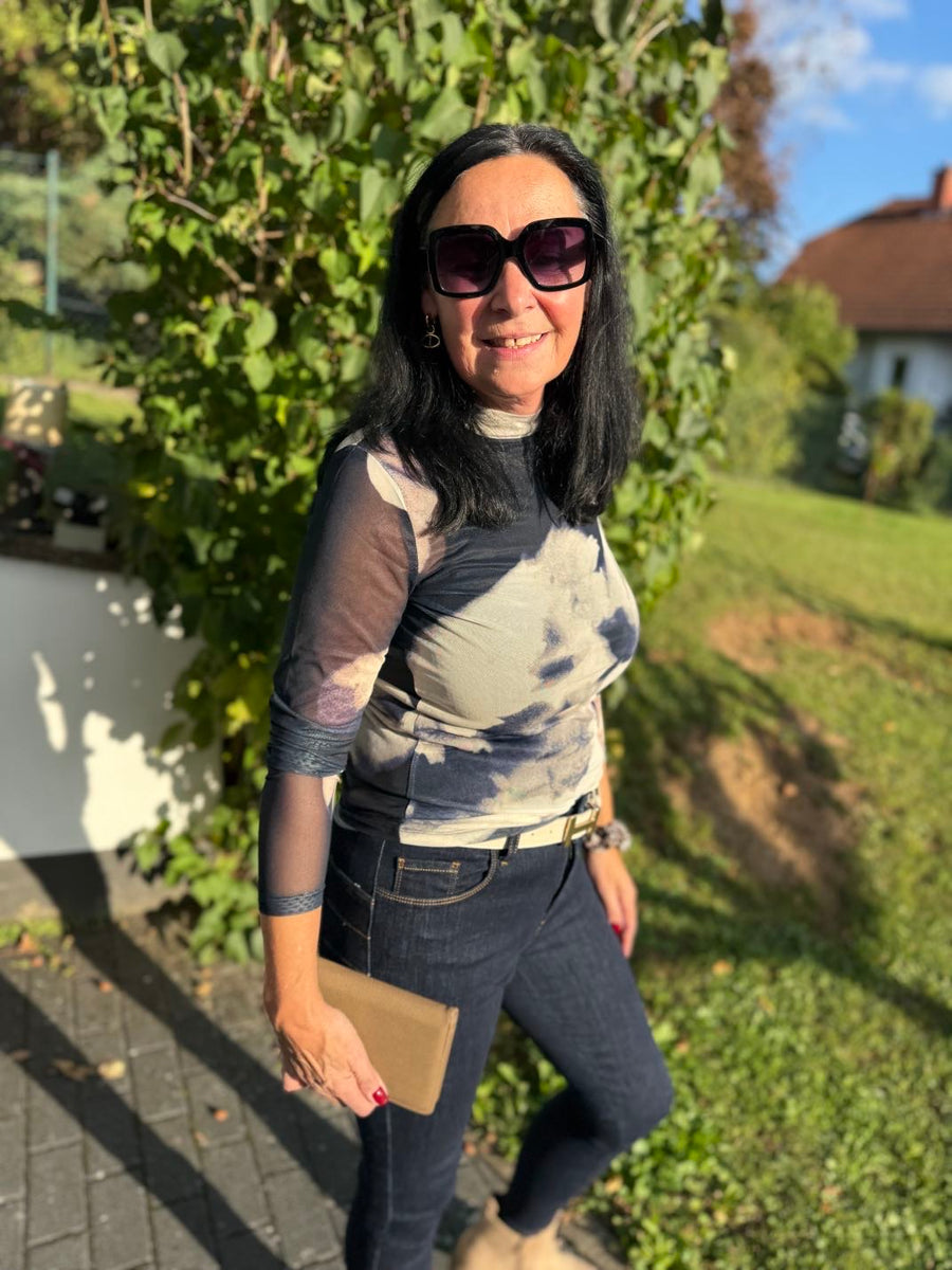 Durchsichtiges Shirt in Blau Mesh