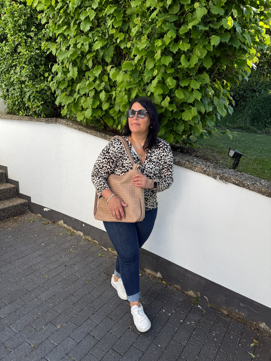 Bluse mit V-Ausschnitt & 3/4 Ärmeln