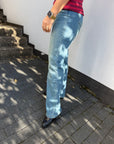 Y33 Mittelblaue Wide Leg Jeans High Waist