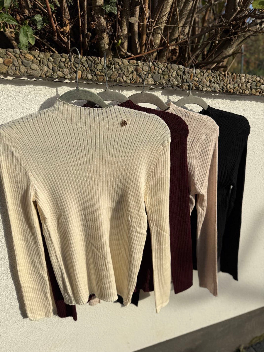 Ripplangarmshirt mit leichtem Kragen