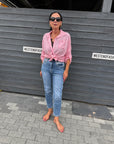 Gestreifte Hemd-Bluse in Leinenoptik