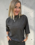 Edles Shirt mit hohem Kragen in Anthrazit