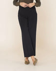 Plus Size Feine Hose mit weitem Bein in Schwarz