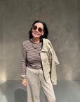 Langarmshirt mit Streifen in creme/braun