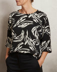 Plus Size Shirt mit 3/4 Ärmel und abstraktem Druck