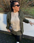 Hemdjacke mit Ripp-Optik in Khaki