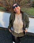 Hemdjacke mit Ripp-Optik in Khaki