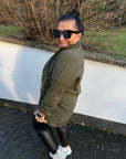 Hemdjacke mit Ripp-Optik in Khaki