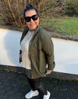 Hemdjacke mit Ripp-Optik in Khaki