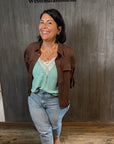 Jacke mit geknöpfter Vordertasche in braun