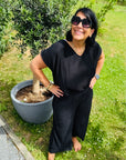 Shirt mit Plisseestruktur in Schwarz