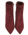 Stiefeletten in Wildlederoptik in Schwarz und Bordeaux