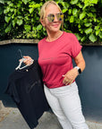 Glitzer Courage Shirt in Blutrot