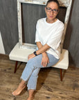 Trendige Jeans mit Glitzer-Verzierungen
