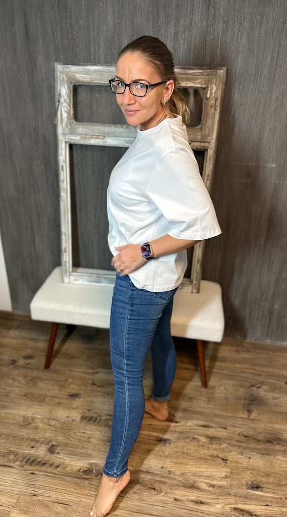 High Waist Jeans in Denim-Waschung
