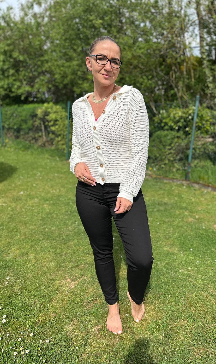 Cardigan mit gestricktem Muster