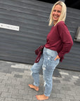 Schicke Bluse mit eleganten Fransen in Bordeaux
