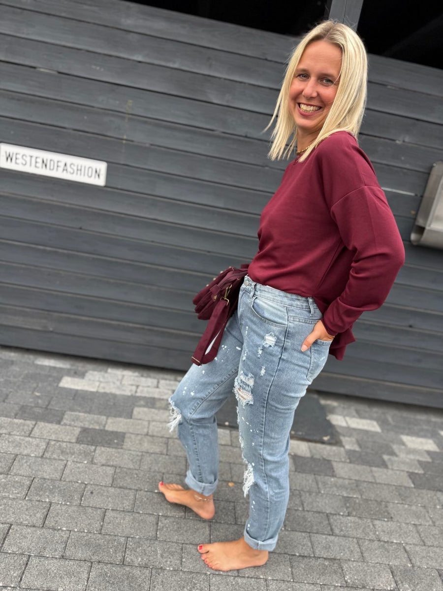 Schicke Bluse mit eleganten Fransen in Bordeaux
