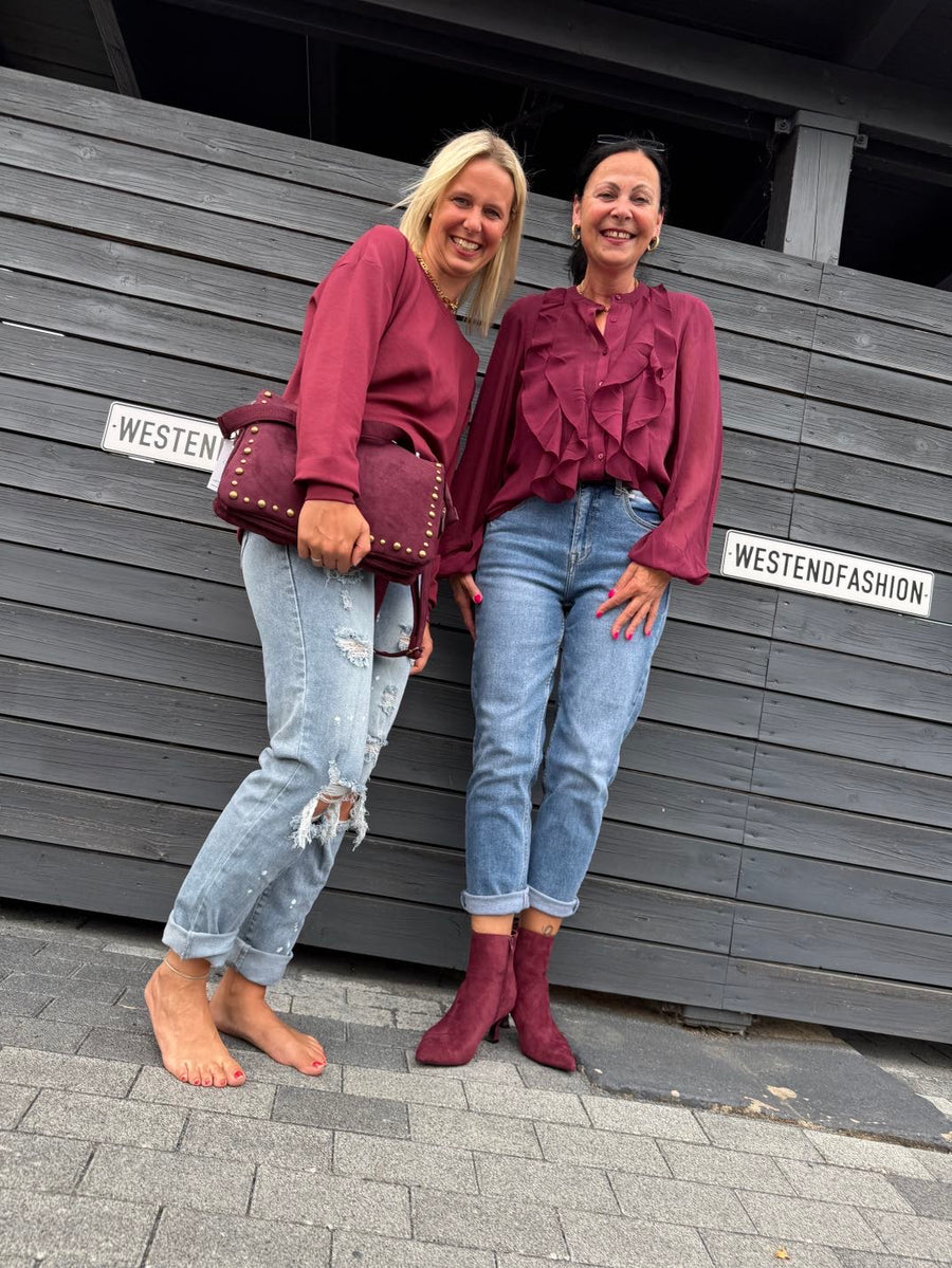 Schicke Bluse mit eleganten Fransen in Bordeaux