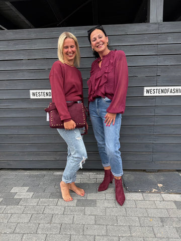 Schicke Bluse mit eleganten Fransen in Bordeaux