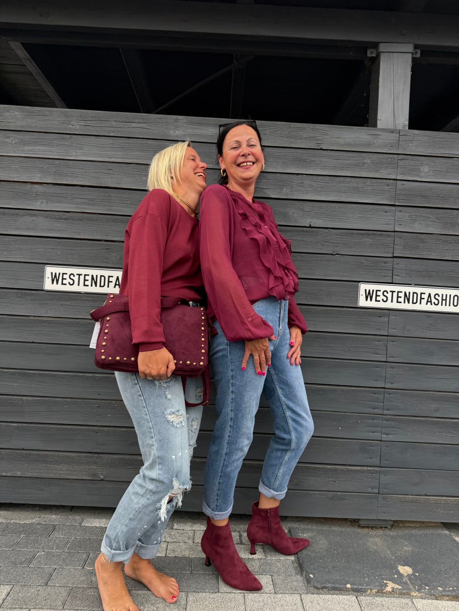 Schicke Bluse mit eleganten Fransen in Bordeaux