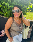 Top mit Spitze in Satinoptik Gr. XS-L